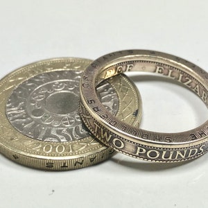 Great Britain Two Pound Coin Ring – United Kingdom Handmade Custom Jewelry – England Scotland Heritage Ring – British Coin Collector Gift