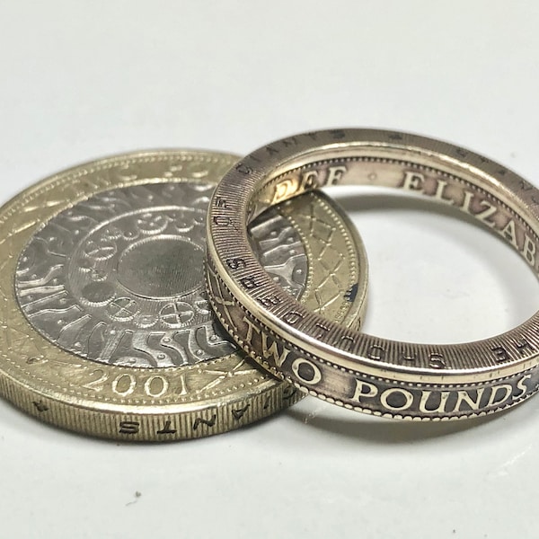Britain Ring England United Kingdom Two Pound Handmade Custom Ring For Gift For Friend Coin Ring Gift For Him Her World Coin Collector