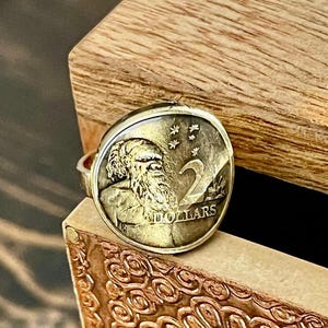 Australia Ring 2 Dollar Aboriginal Australian Elder Australian Coin Ring Jewelry Gift For Friend Coin Ring Him, Coin Collector World Coins