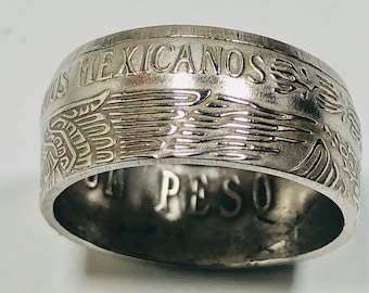 Mexiko Ring Eins 1 Peso mexikanische Münze Ring handgemachte benutzerdefinierte Ring für Geschenk für Freund Münzring Geschenk für ihn ihre Münzensammler Weltmünzen