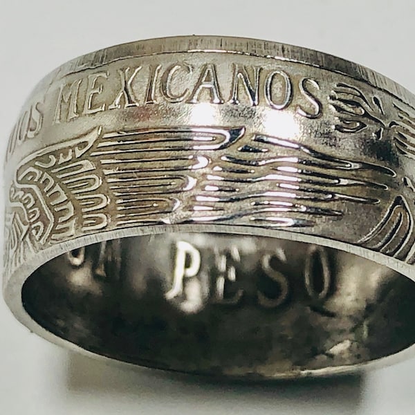 Mexico Ring One 1 Peso Mexican Coin Ring Handmade Custom Ring For Gift For Friend Coin Ring Gift For Him Her Coin Collector World Coins