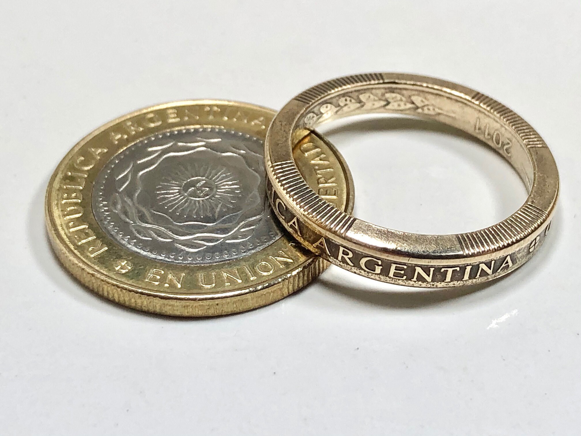 Argentina Ring Argentinian 2 Peso Outside Disc Coin Ring Hand Etsy