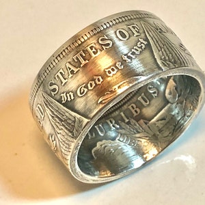 Morgan Dollar 1921 Coin Ring – Silver US Coin Jewelry – Handmade Gift for Friend – Personal Historic Ring – Vintage American Keepsake