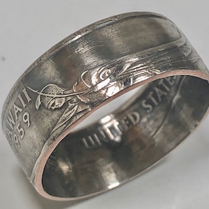 Hawaii Ring USA State Coin Ring Quarter Dollar United States of America, President, Jewelry, Liberty, In God We Trust, Custom Handmade