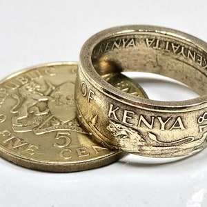 Kenya Coin Ring 5 Cents Africa Handmade Personal African Jewelry Ring Gift For Friend Coin Ring Gift For Him Her World Coin Collector