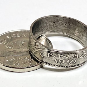 Canada Coin Ring – 5 Cents Nickel Handmade | Vintage Canadian Jewelry | Custom Ring Gift for Him or Her | Beaver Coin Band