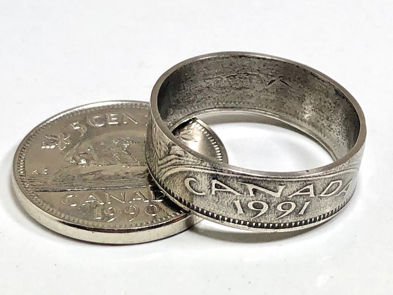 Canada Coin Ring – 5 Cents Nickel Handmade | Vintage Canadian Jewelry ...