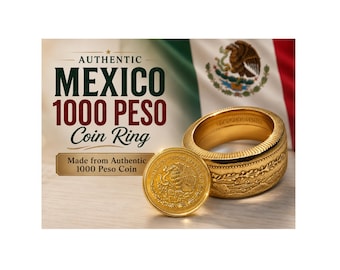 Mexico 1000 Peso Coin Ring, Mexican Eagle Ring, Vintage Coin Ring, Handmade Jewelry Gift, Custom Size Ring, Travel Keepsake