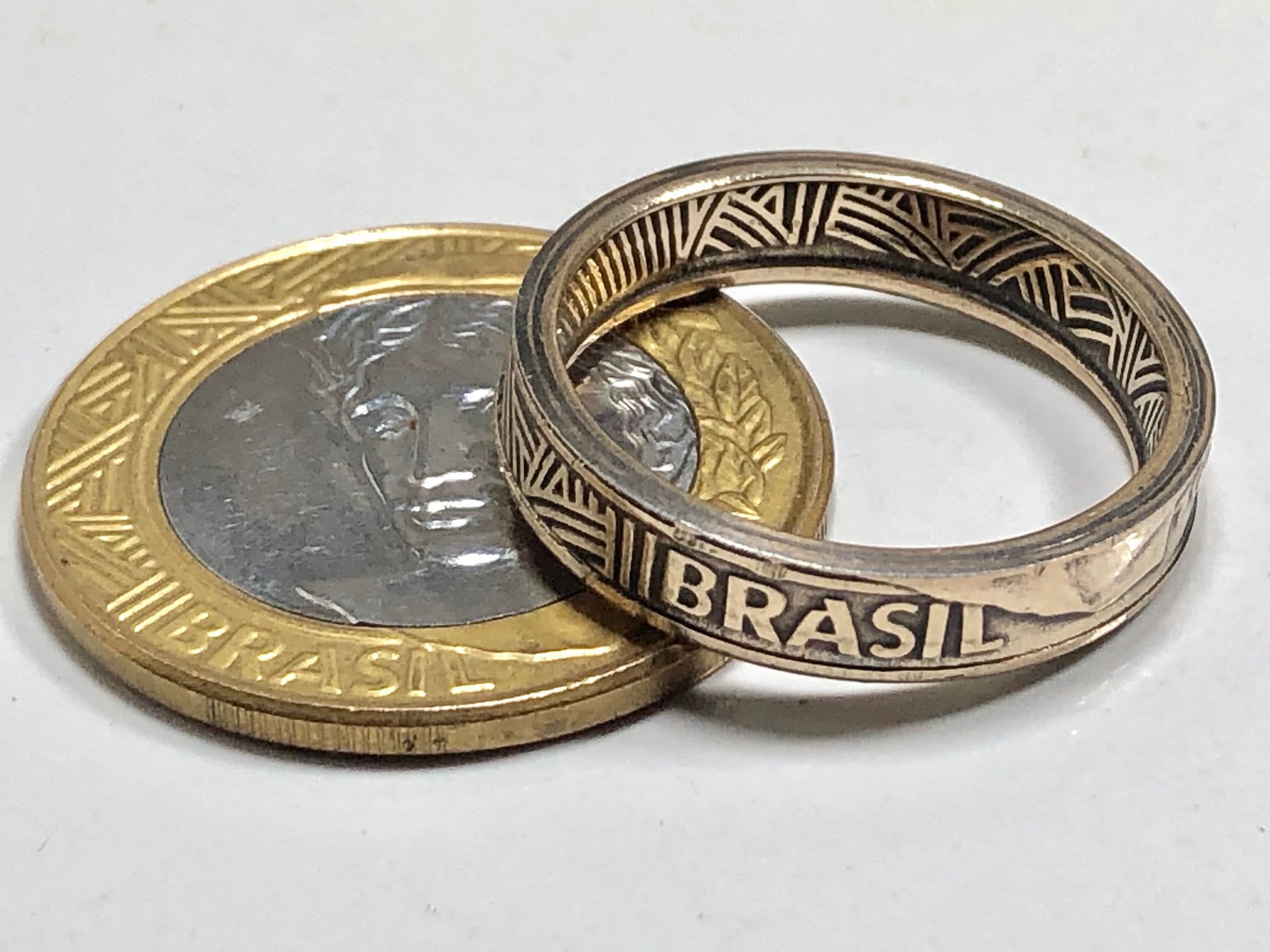 Brasil Ring Brazilian 1 Real Outside Disc Coin Ring Hecho a Etsy