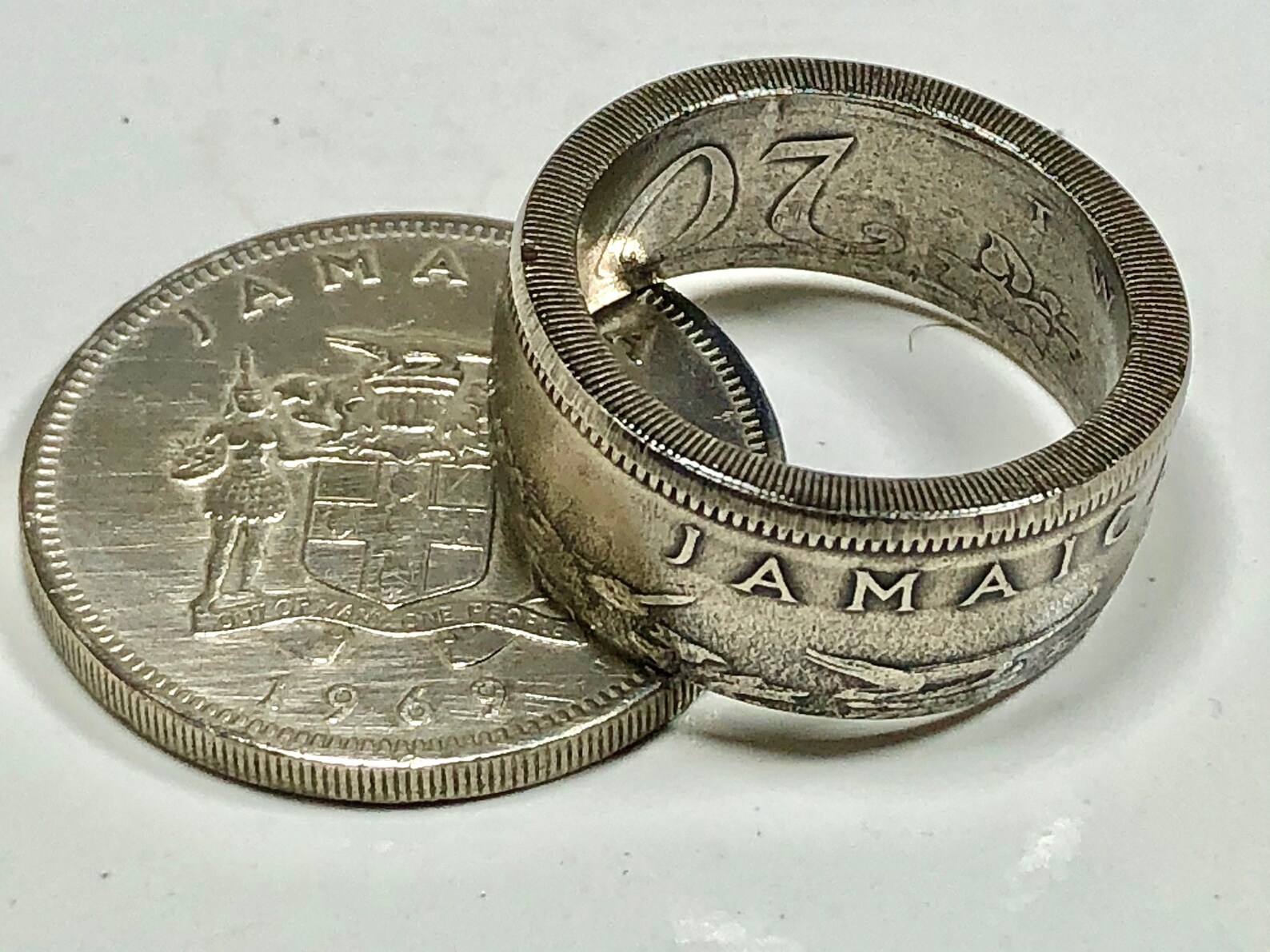 Jamaica Ring Date Out 20 Cent Jamaican Coin Ring Hand Made Etsy