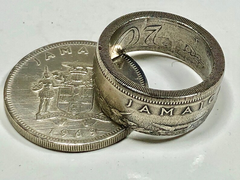Jamaica Ring Date Out 20 Cent Jamaican Coin Ring Hand Made Etsy