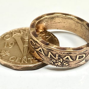 Canada Victory Nickel Ring – Vintage 1943 Five Cent Coin Ring | Handmade WWII Canadian Jewelry | Custom Gift for Him or Her