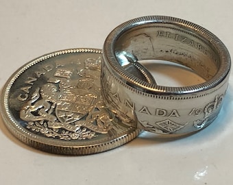 80/% fine silver jewelry Silver coin ring The Canadian 1929 Canadian Half dollar size 10