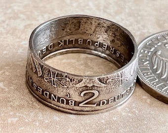 Anillo con moneda alemana: diseño de águila de 2 marcos / Joyería alemana hecha a mano / Anillo personalizado para él o ella / Anillo vintage con marco alemán