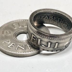 Fiji One Penny Fijian Coin Ring Handmade Personal Jewelry Ring Gift For Friend Coin Ring Gift For Him Her World Coin Collector