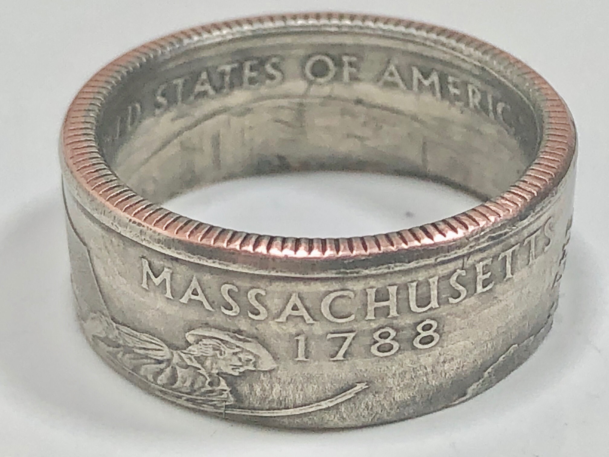 State Coin Rings Massachusetts Ring USA State Coin Ring Quarter Dollar United States of ...