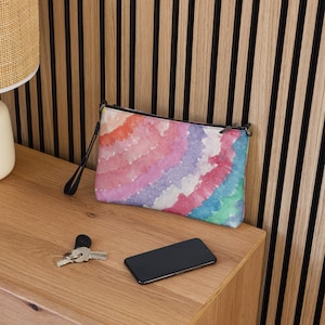 Rainbow Crossbody bag, Colorful Handbag, Clutch, Gift for her, Hand painted Design, Vegan Friendly, Watercolor Abstract, Womens Purse