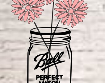Download Flower Mason Jar Svg Etsy