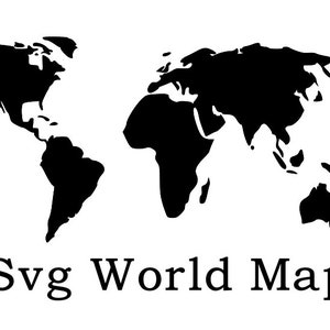 Weltkarte SVG-Datei - Weltkarte Wandkunst - Reise SVG - Weltkarte Clipart - Welt Silhouette - Karte geschnitten Datei - Kontinente Form Global - Zuhause