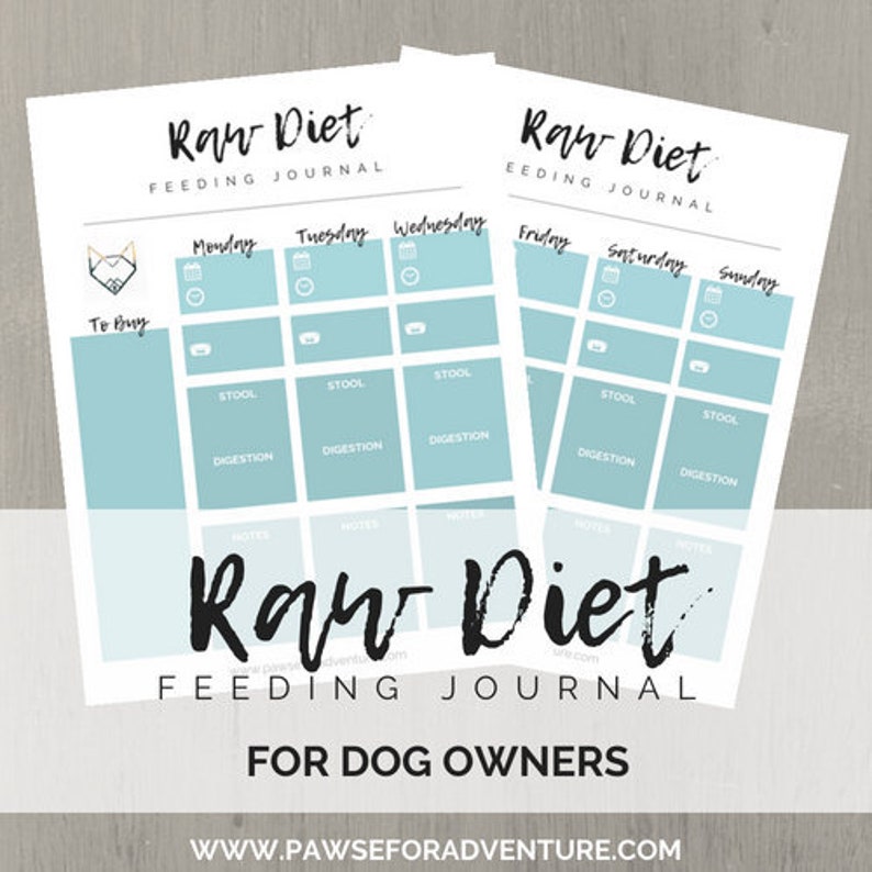 Printable Planner Raw Dog Feeding Journal Instant Download 8.5x11 PDF Dog Record Keeping Etsy