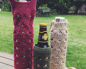 BOTTLE HOLDER crochet pattern, wine bottle holder, water bottle holder, beer bottle holder