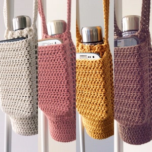 CROCHET PATTERN Bottle holder with phone pocket/ water holder / water bottle sling / festival water holder image 2