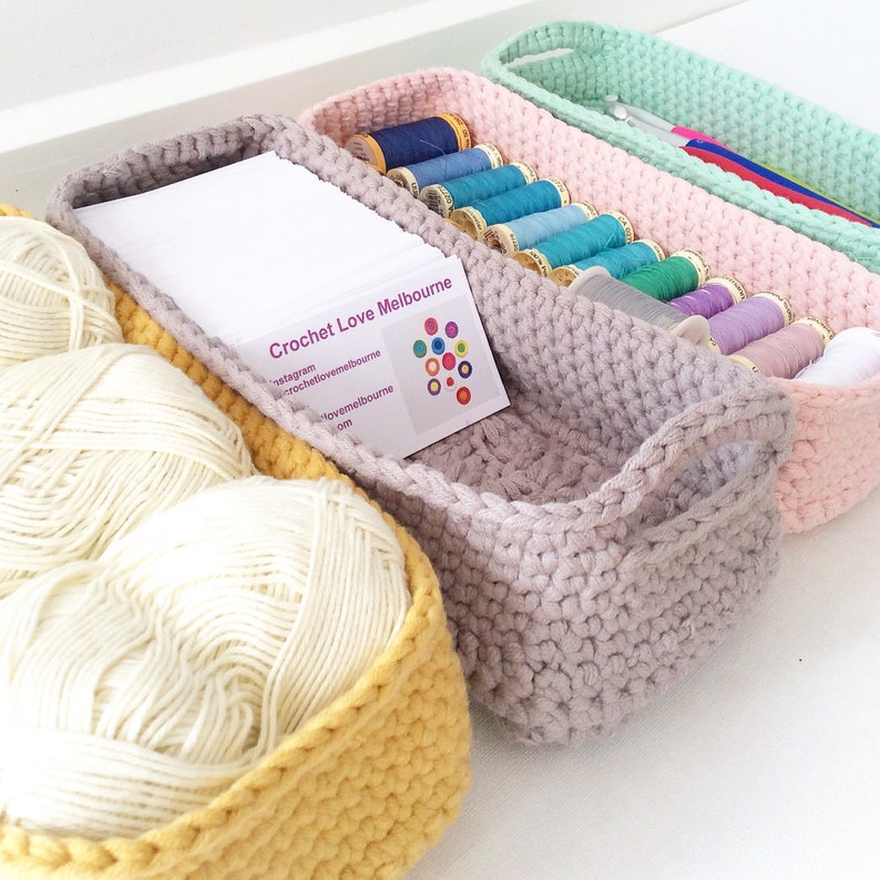 CROCHET PATTERN Rectangle Crochet Basket Crochet Organising Etsy Canada