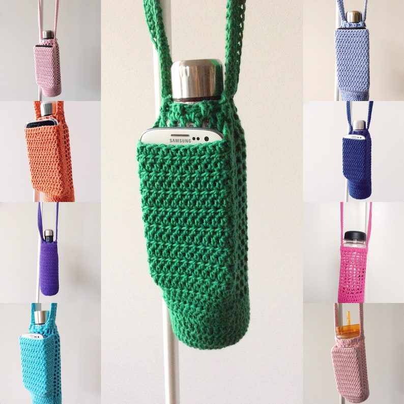 CROCHET PATTERN Bottle holder with phone pocket/ water holder / water bottle sling / festival water holder image 4