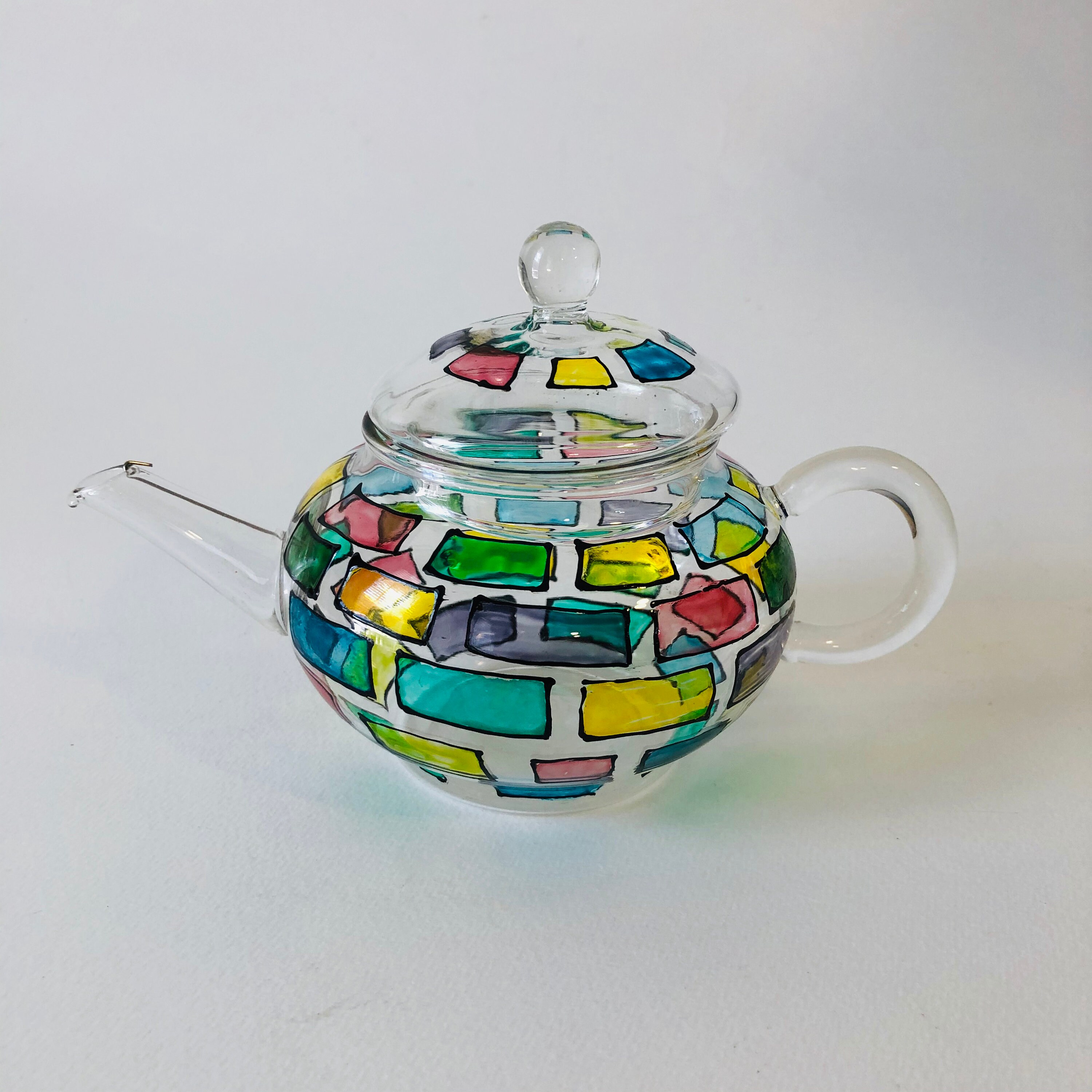 Hand painted small glass teapot Tiny decorative teapot Tea Etsy