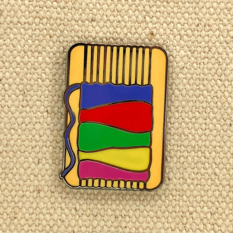 Enamel Lapel Pin Loom Silver Warp image 1