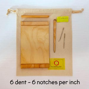 Wooden Loom Kit, 6 dent, Small Weaving Loom,  5 x 8.5 Inches, Portable Weaving Loom