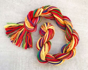 Rainbow Mini Yarn Skein, Weaving Sampler, Multi Color Yarn Mix