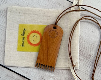 Cherry Wood Mini Tapestry Beater - Weaving Comb with Necklace