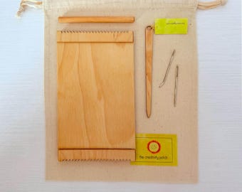 Portable 5 Dent Weaving Loom Kit, Birch Wood (5 x 8.5 Inches)