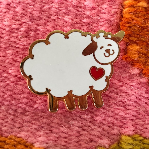 Cute Sheep Enamel Pin, Cute Sheep Lapel Pin, Happy Sheep, Farm Animal Lover, White Sheep Enamel Pin, Sheep Gift, Sheep Lover Weaver Gift