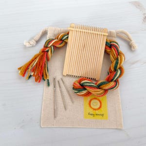 Tiny Weaving Loom Kit, Alpaca Autumn Colors, Craft Care Package