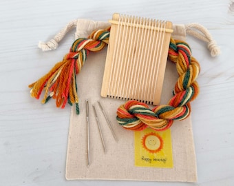 Tiny Weaving Loom Kit, Alpaca Autumn Colors, Craft Care Package
