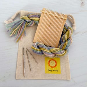 Mini Weaving Loom Kit – Alpaca Yarn, Maple Loom, Succulent Colors