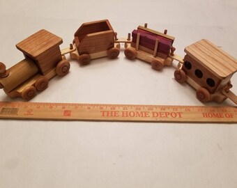 handmade wooden trains