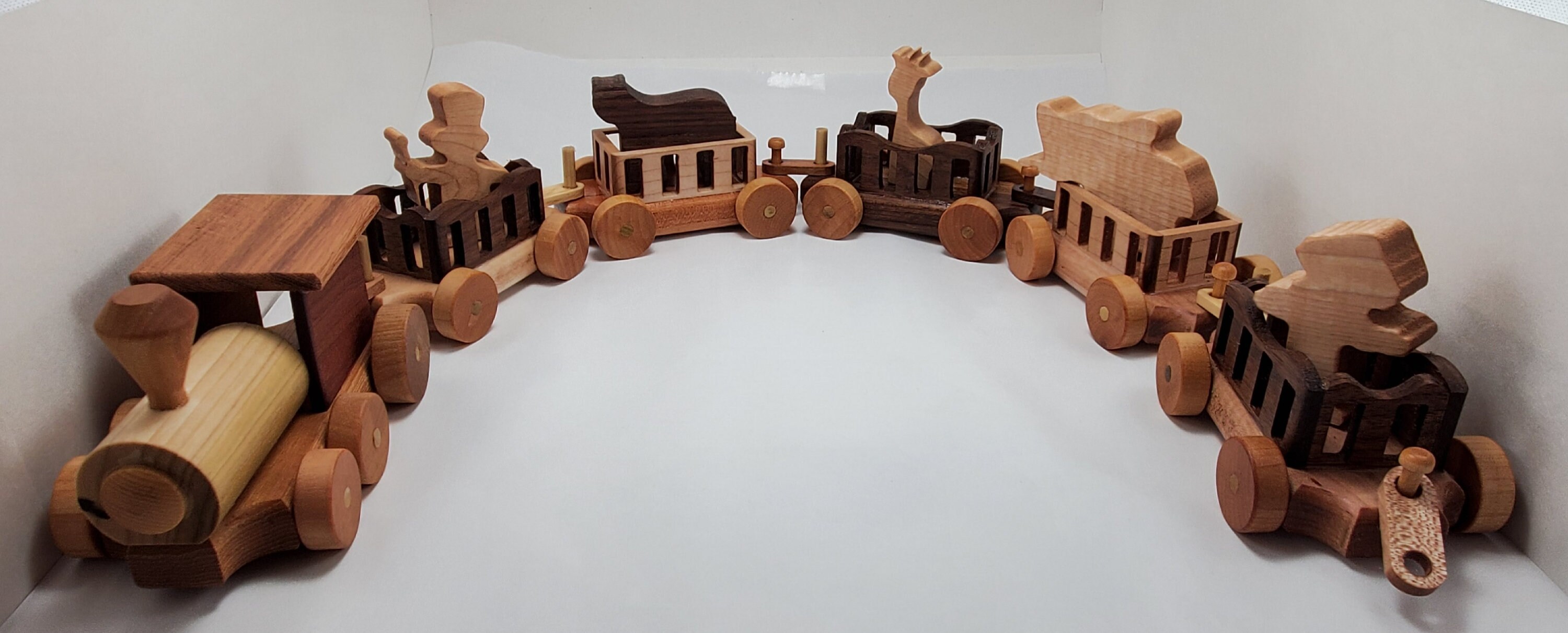 Hand Made Wooden Animal Train Set Etsy