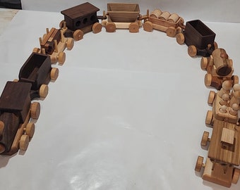Handmade Wooden Train - Full 10 Piece Set