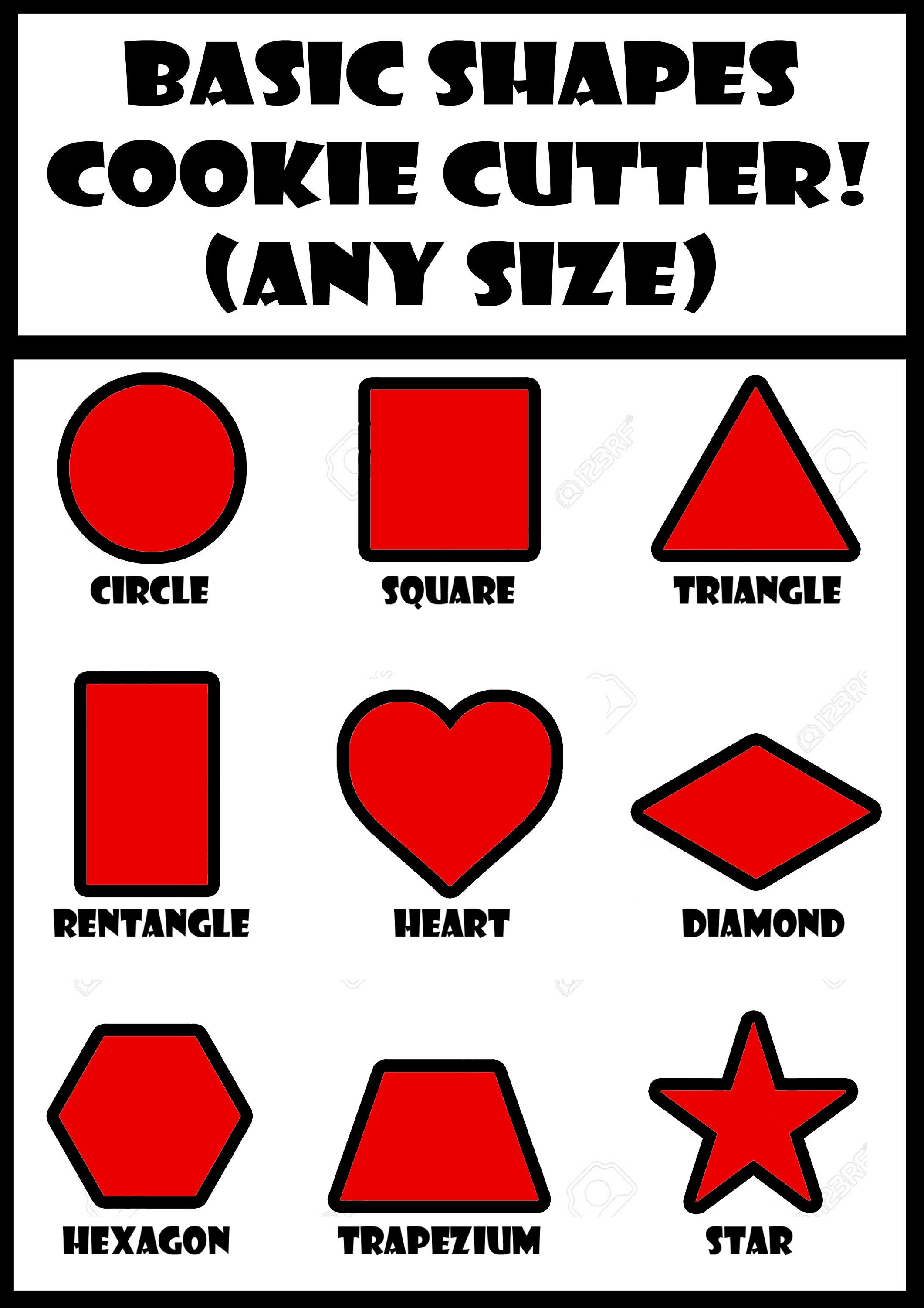 Basic Shapes Cookie Cutter with Sharp edges any size or Etsy