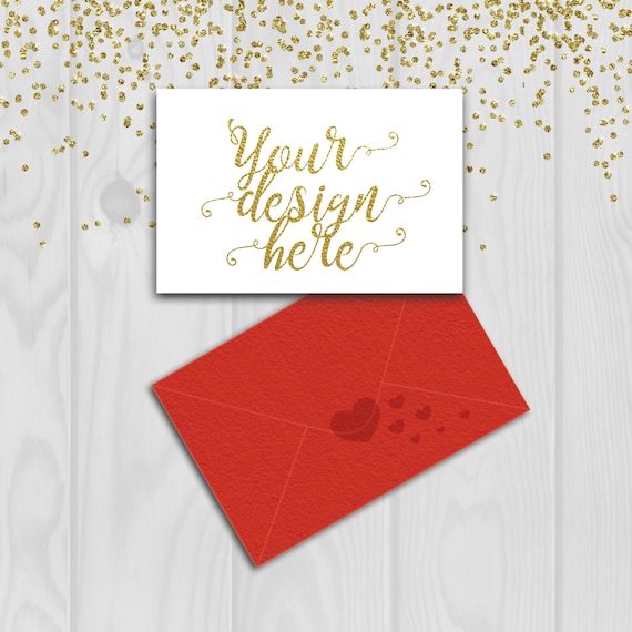 Christmas Card Mockup Red Envelope Mock Up Blank Card