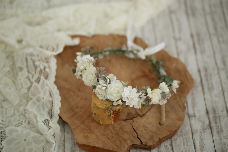 girl wreath Holy communion Hair flowers crown First holy communion head wreath White girl floral wreath