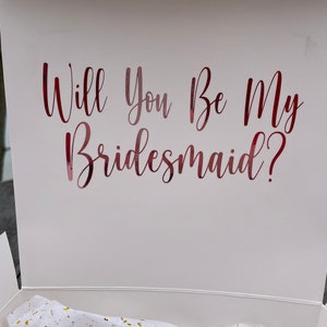 Bridesmaids Proposal Gift Box Decal. Bridal shower name decals. Bridal party Gift Box Decal. Proposal Box Decal. Bachelorette Party Decal.