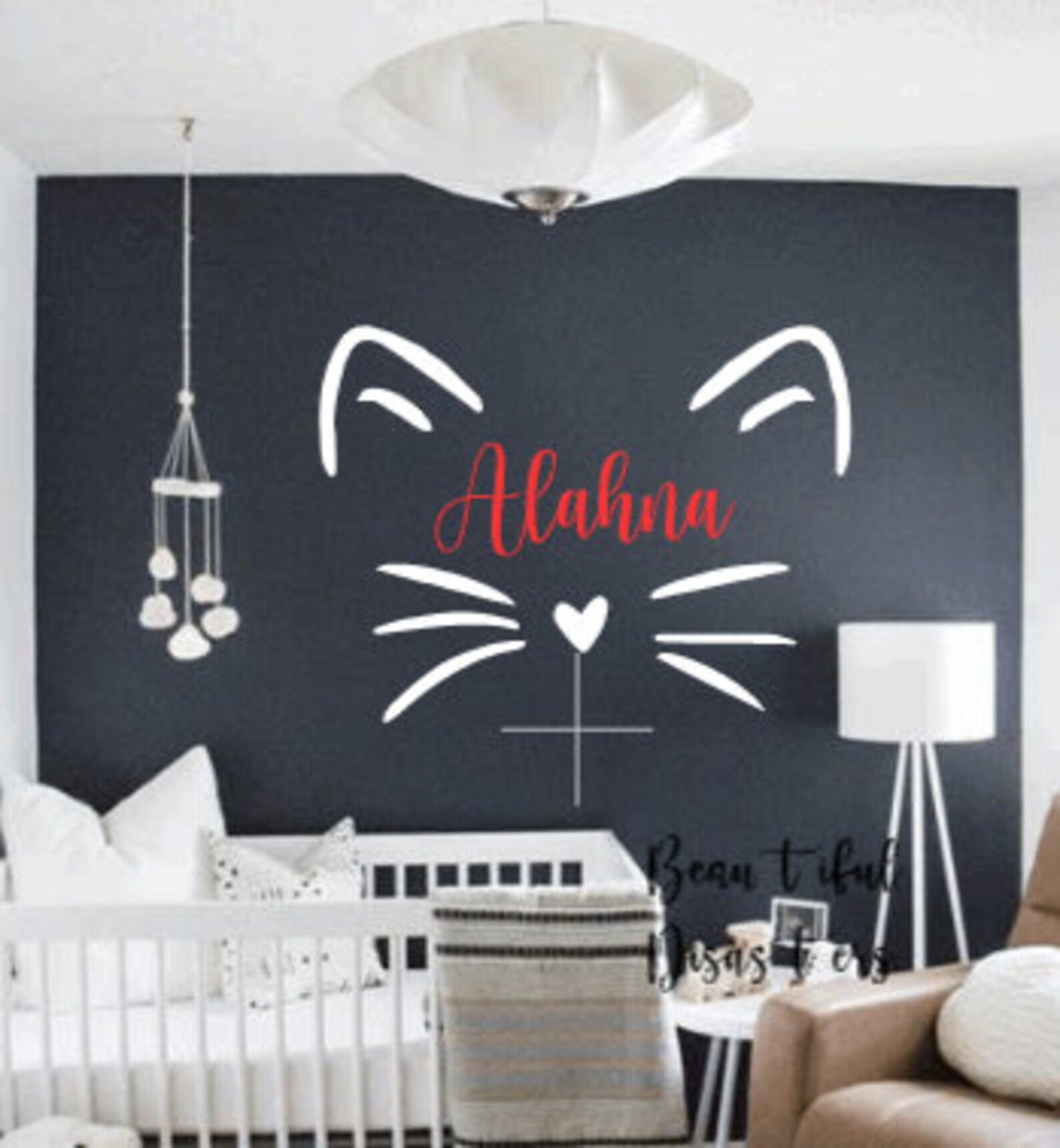 Cat Wall Decal. Name Decal for Wall With Cats. Cat Wall Decals for Kids