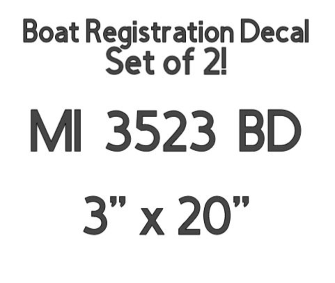 Boat Registration Decal. Set of 2. Custom Watercraft Etsy
