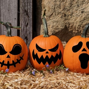 Set of 8 Pumpkin Face Decals. Halloween Pumpkin Stickers. Happy ...
