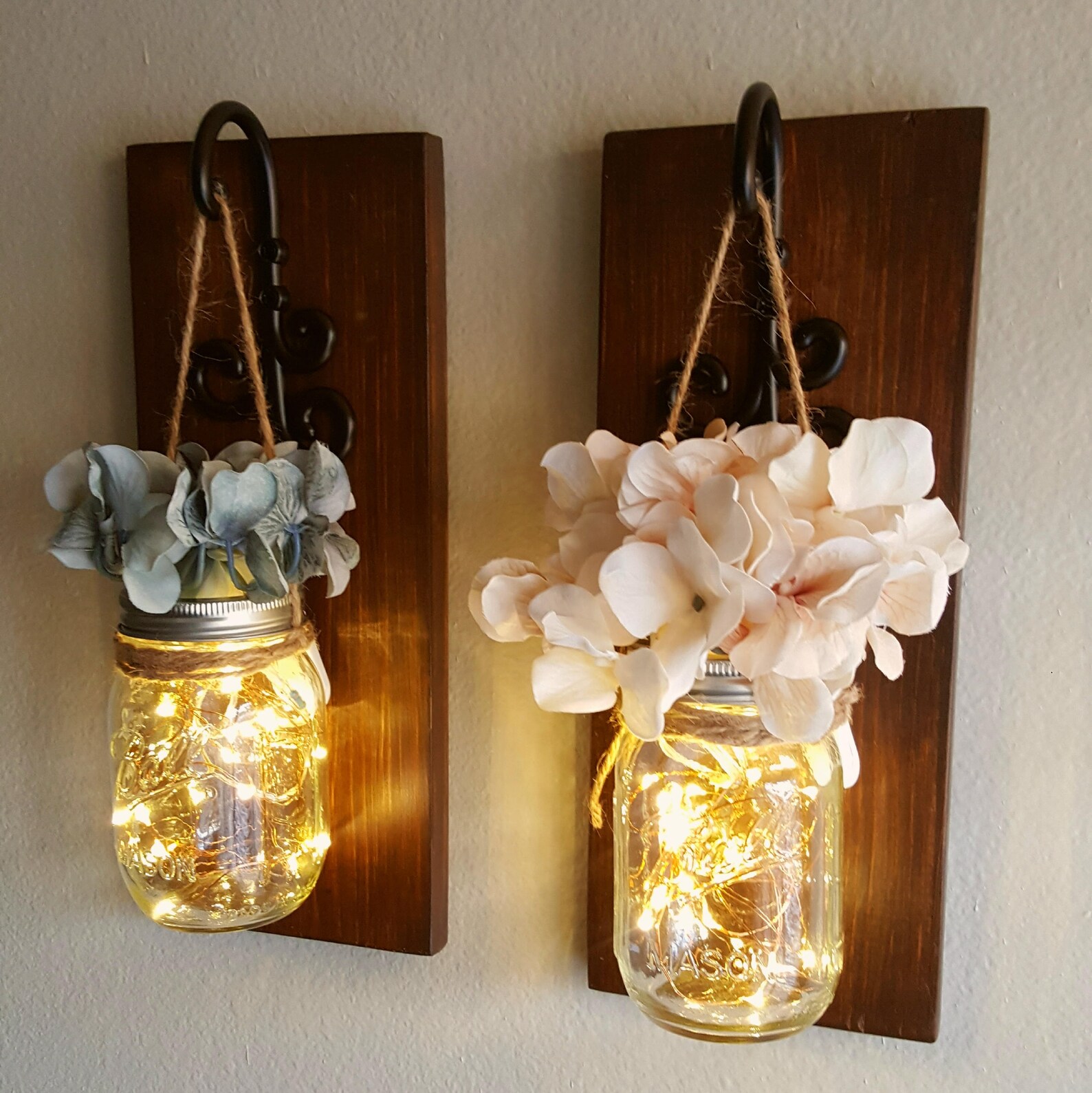 Mason Jar Wall Sconces Set, Mason Jar Sconce, Mason Jar Decor, Mason