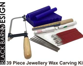 39 Piece Jewellery Wax Carving Kit (Including tools and wax) for making rings, brooches, charms, bracelets, pendants, medallions